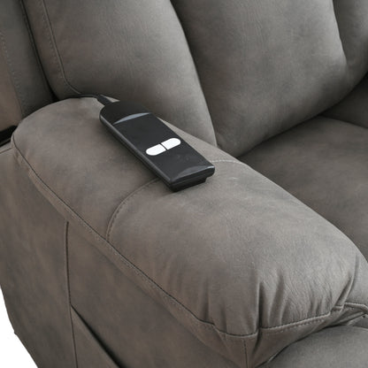 Fabric Power Lift Recliner Chair for Elderly, with Remote Control, Overstuffed Cushion, Side Pocket, and Heavy-Duty Frame