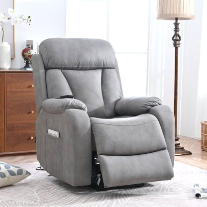 Fabric Power Lift Recliner Chair for Elderly, with Remote Control, Overstuffed Cushion, Side Pocket, and Heavy-Duty Frame