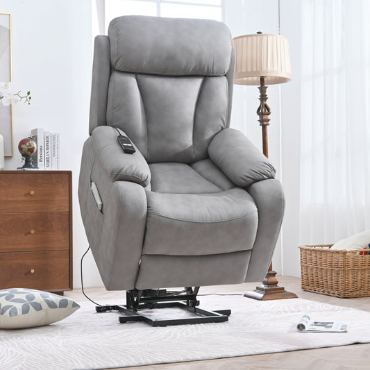 Fabric Power Lift Recliner Chair for Elderly, with Remote Control, Overstuffed Cushion, Side Pocket, and Heavy-Duty Frame