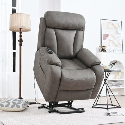 Fabric Power Lift Recliner Chair for Elderly, with Remote Control, Overstuffed Cushion, Side Pocket, and Heavy-Duty Frame