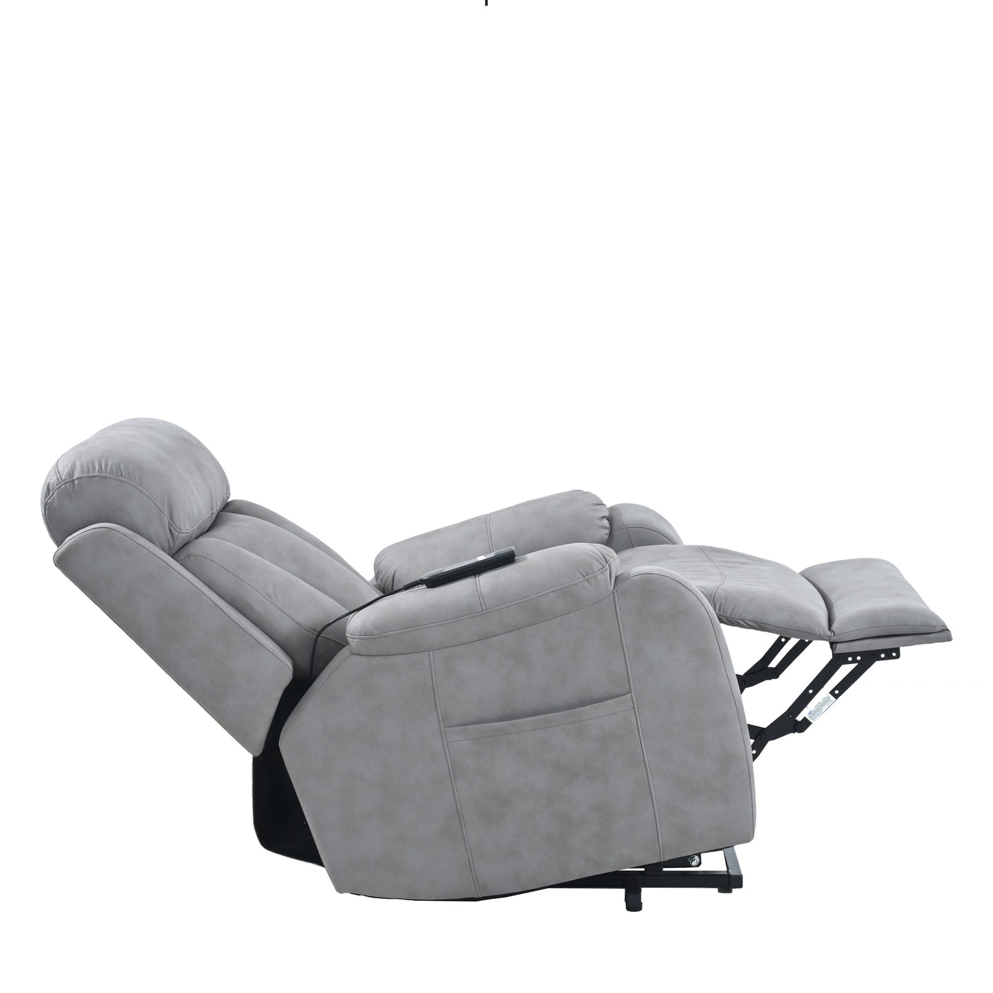 Fabric Power Lift Recliner Chair for Elderly, with Remote Control, Overstuffed Cushion, Side Pocket, and Heavy-Duty Frame