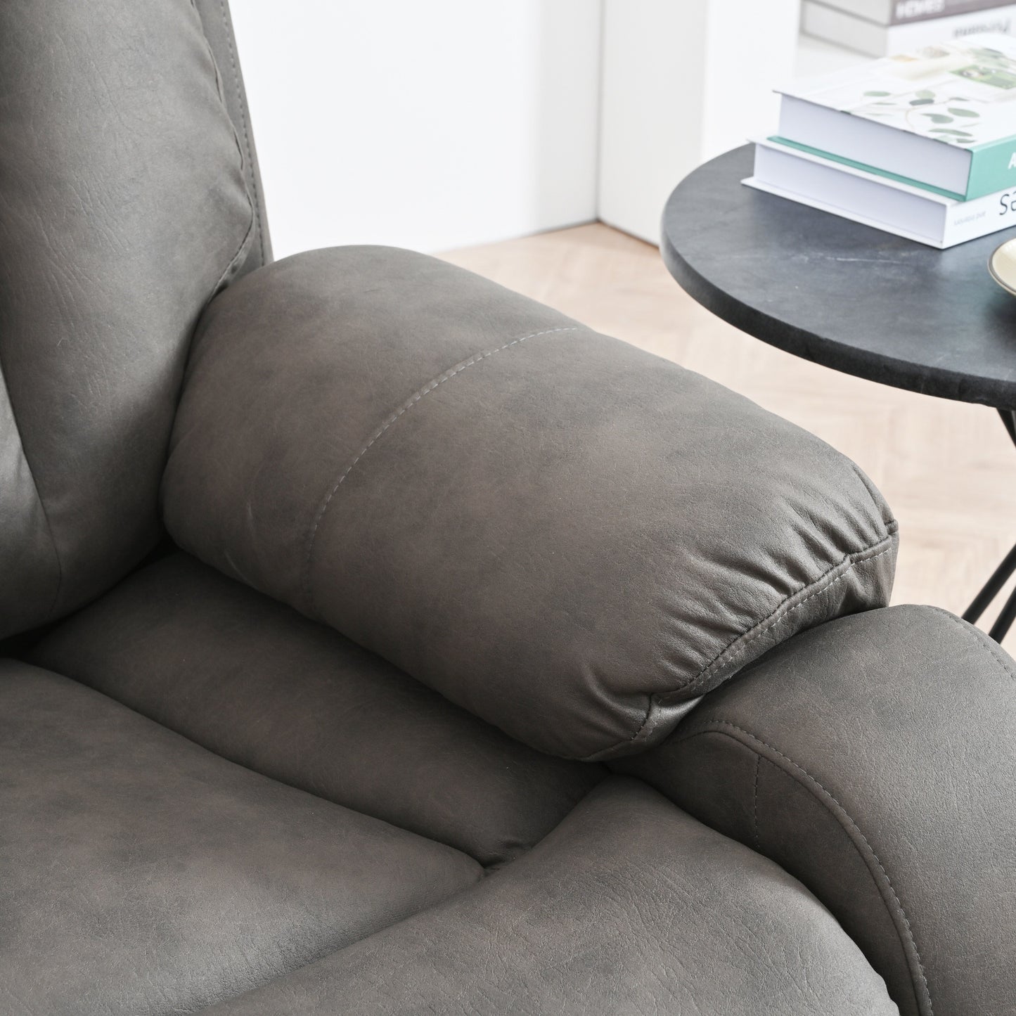 Fabric Power Lift Recliner Chair for Elderly, with Remote Control, Overstuffed Cushion, Side Pocket, and Heavy-Duty Frame