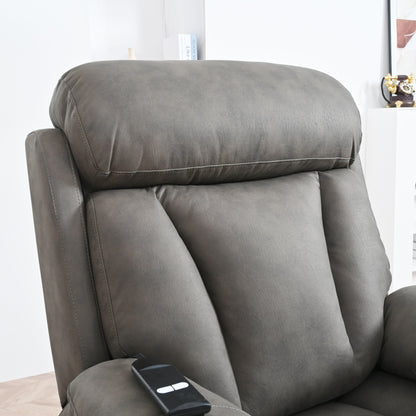 Fabric Power Lift Recliner Chair for Elderly, with Remote Control, Overstuffed Cushion, Side Pocket, and Heavy-Duty Frame