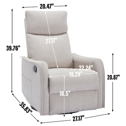 Fabric Recliner Chair with Heat, Massage, 360° Swivel Base, Adjustable Backrest, and Lumbar Support for Living Room Comfort