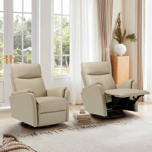 Fabric Recliner Sofa Chair - Swivel Rocking with XL Footrest - Single Seat for Living Room