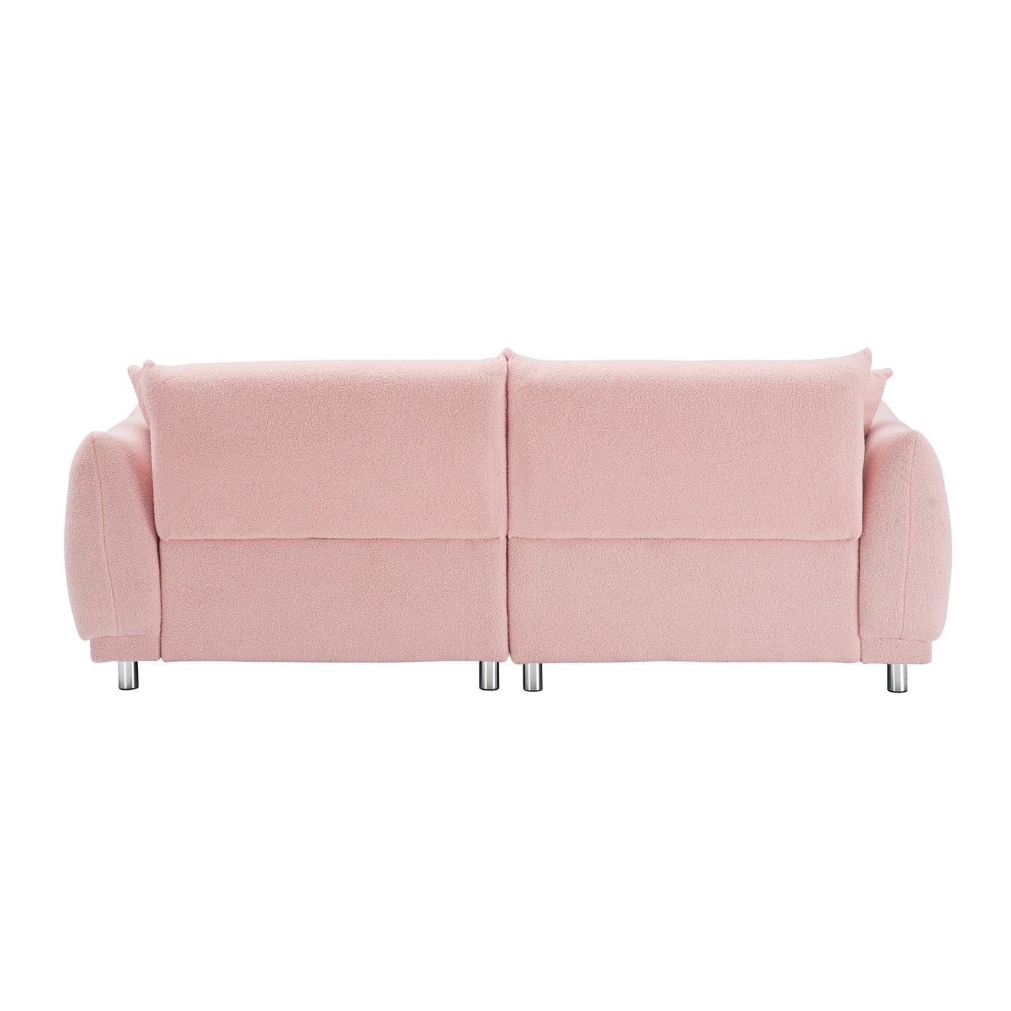 Fabric Sofa Tufted Couch, Upholstered Deep Seat Sofa with 4 Throw Pillows, Modern Lounge Couch with Round Metal Legs