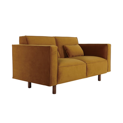 Fabric Upholstered Sofa with Wood Legs, Chartreuse - 63.0L x 32.3W x 31.9H