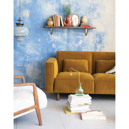 Fabric Upholstered Sofa with Wood Legs, Chartreuse - 63.0L x 32.3W x 31.9H