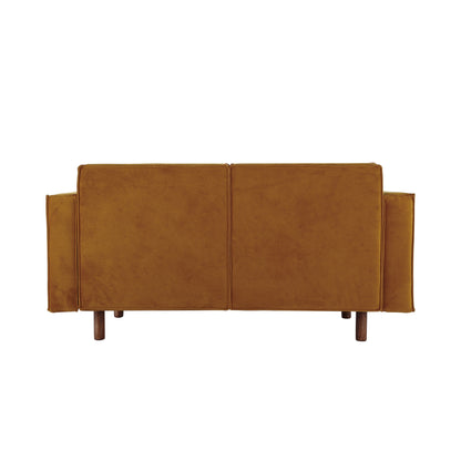 Fabric Upholstered Sofa with Wood Legs, Chartreuse - 63.0L x 32.3W x 31.9H