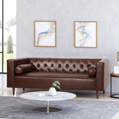 Faraway Modern Tufted Sofa w/ Accent Pillows by Christopher Knight Home
