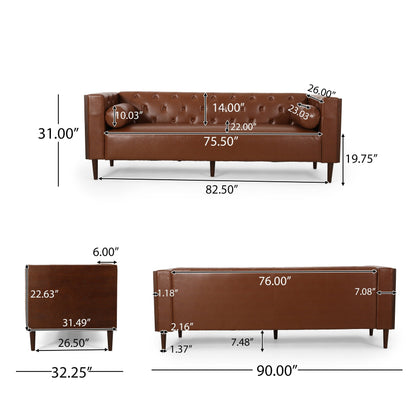 Faraway Modern Tufted Sofa w/ Accent Pillows by Christopher Knight Home