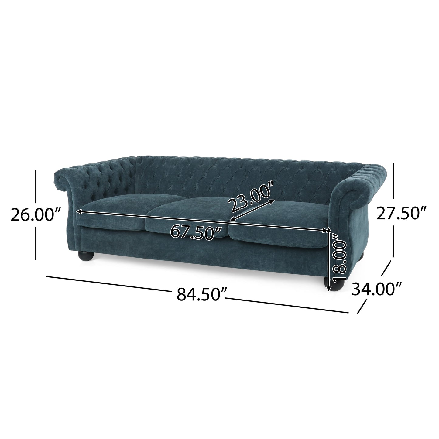 Farhart Tufted 3 Seater Sofa by Christopher Knight Home