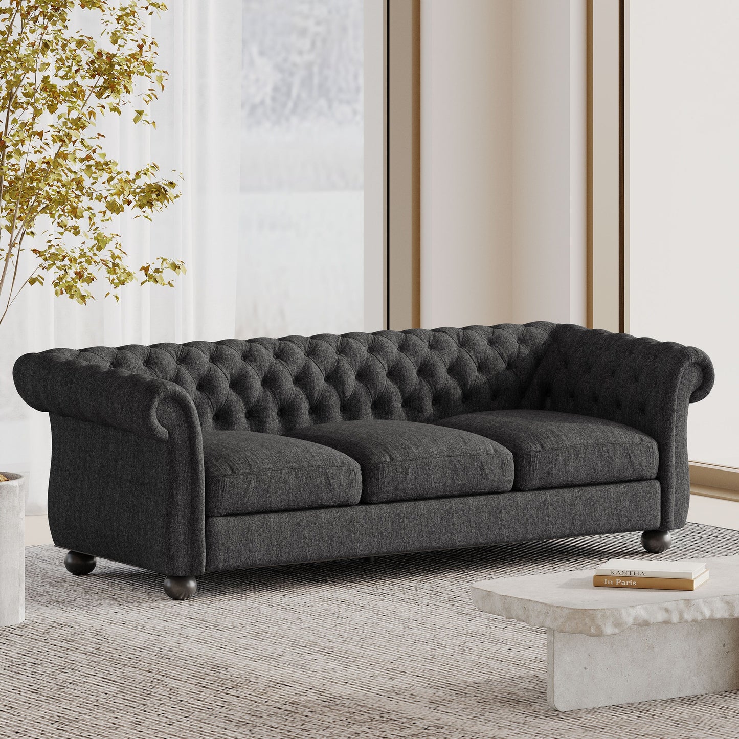 Farhart Tufted 3 Seater Sofa by Christopher Knight Home