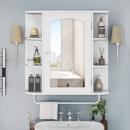 Modern Wall Bathroom Storage Medicine Cabinet with Adjustable Shelves and Towel Rack