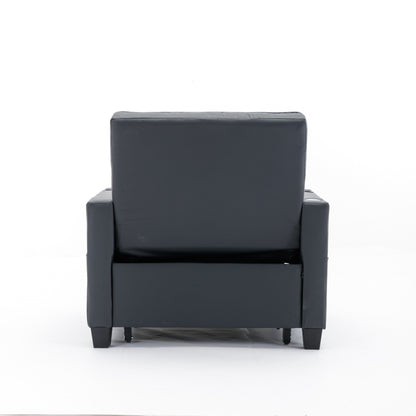 Faux Leather Convertible Sofa Bed with USB Ports