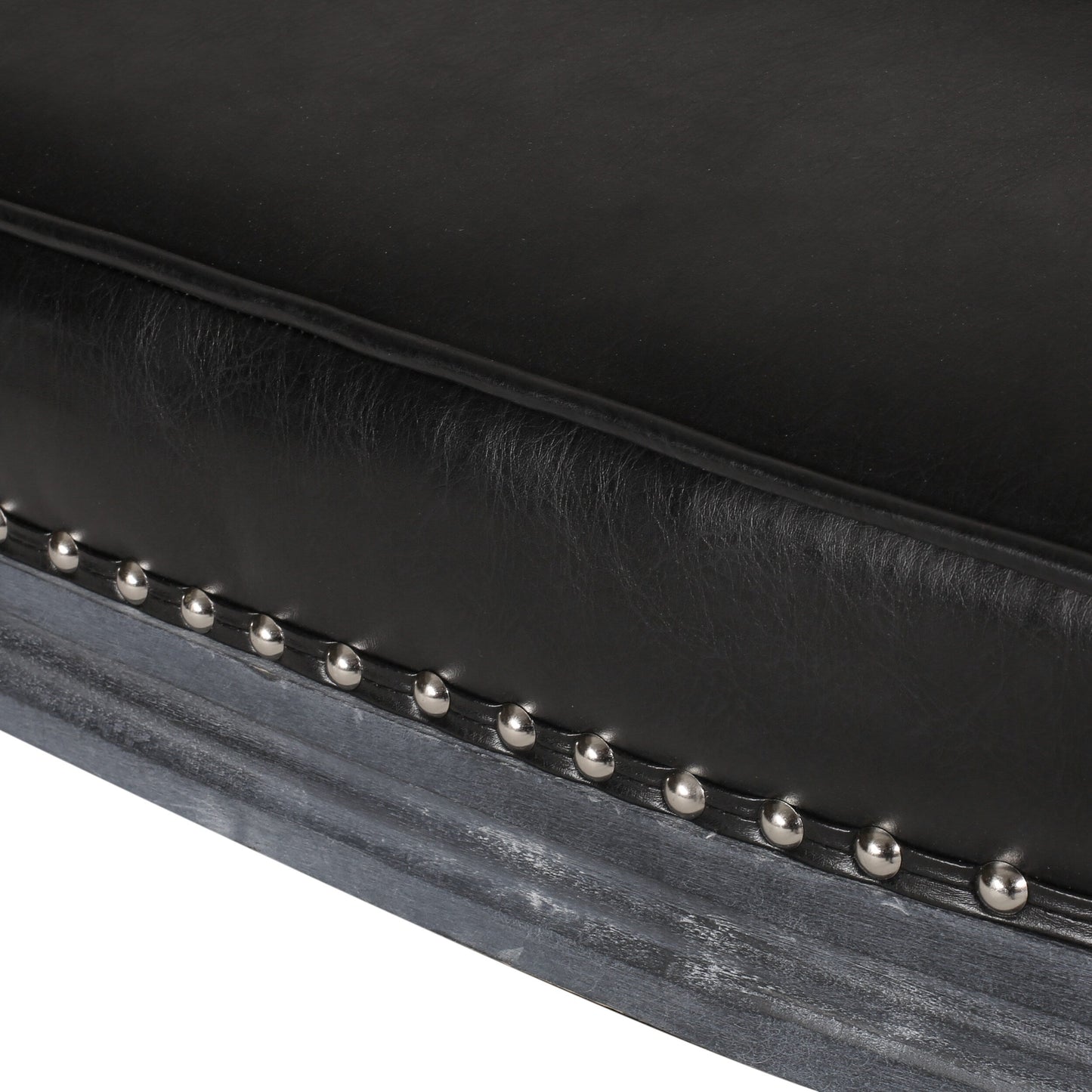 Faux Leather Loveseat Sofa with Turned Legs and Nailheads