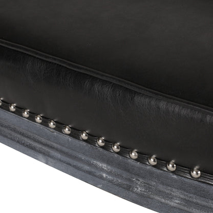Faux Leather Loveseat Sofa with Turned Legs and Nailheads