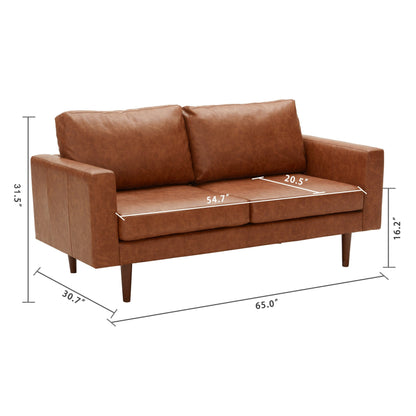 Faux Leather Loveseat Sofa with Wood Frame and Padded Cushion