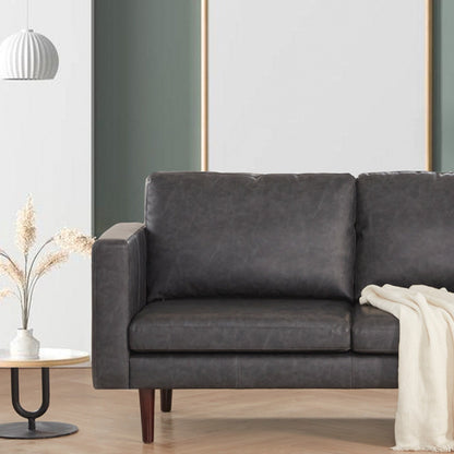 Faux Leather Loveseat Sofa with Wood Frame and Padded Cushion