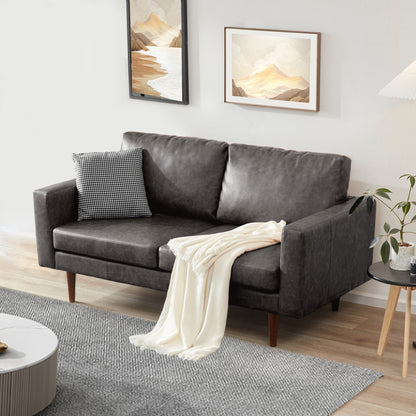 Faux Leather Loveseat Sofa with Wood Frame and Padded Cushion