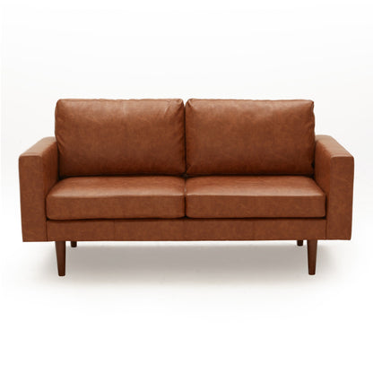 Faux Leather Loveseat Sofa with Wood Frame and Padded Cushion