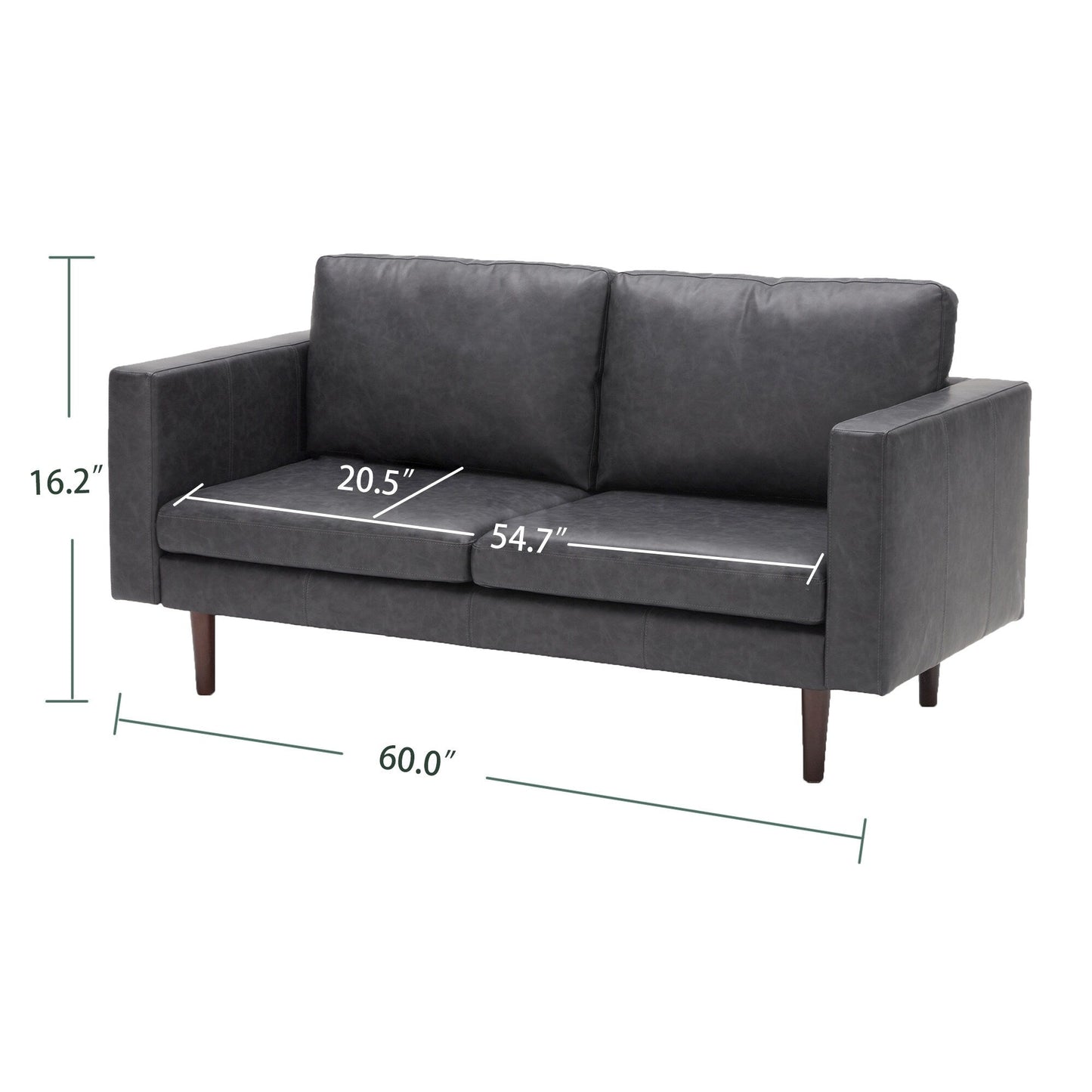 Faux Leather Loveseat Sofa with Wood Frame and Padded Cushion