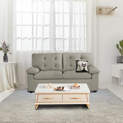 Faux Leather Loveseat Tufted Apartment Sofa