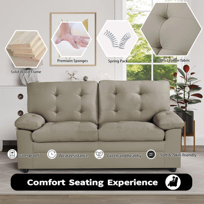 Faux Leather Loveseat Tufted Apartment Sofa