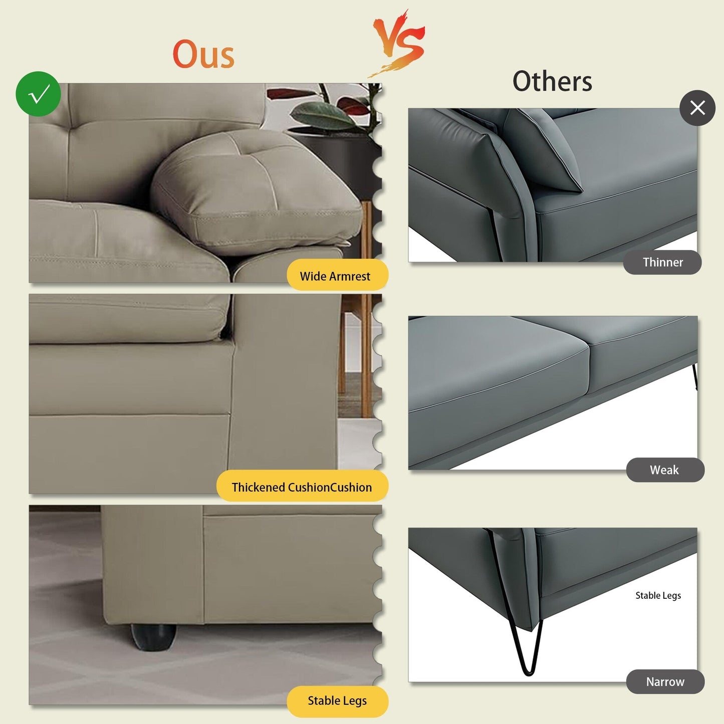 Faux Leather Loveseat Tufted Apartment Sofa