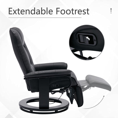 Faux Leather Manual Recliner Adjustable Swivel Lounge Chair With Footrest - 30.70 x 34.30 x 35.00