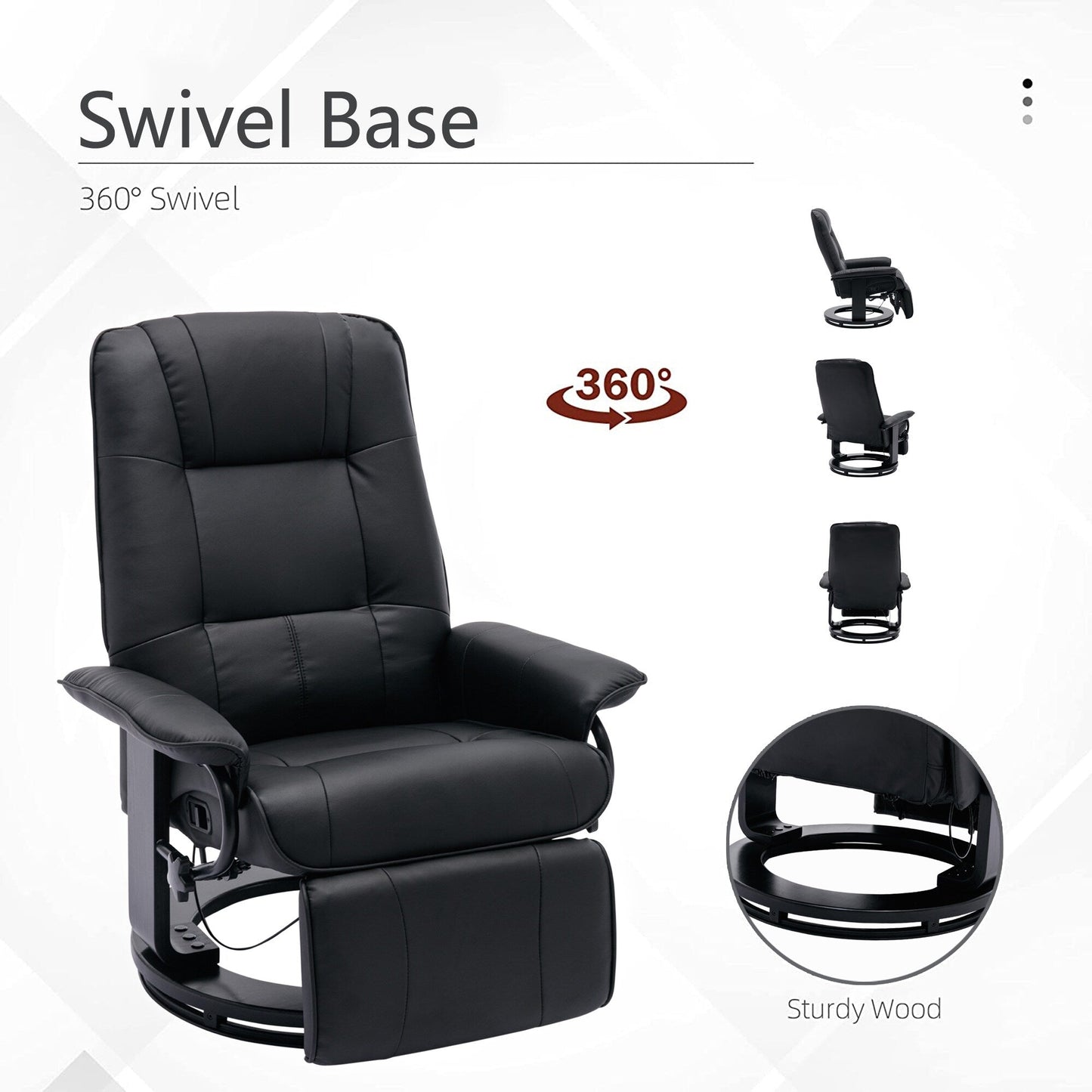 Faux Leather Manual Recliner Adjustable Swivel Lounge Chair With Footrest - 30.70 x 34.30 x 35.00