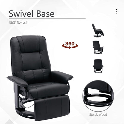 Faux Leather Manual Recliner Adjustable Swivel Lounge Chair With Footrest - 30.70 x 34.30 x 35.00