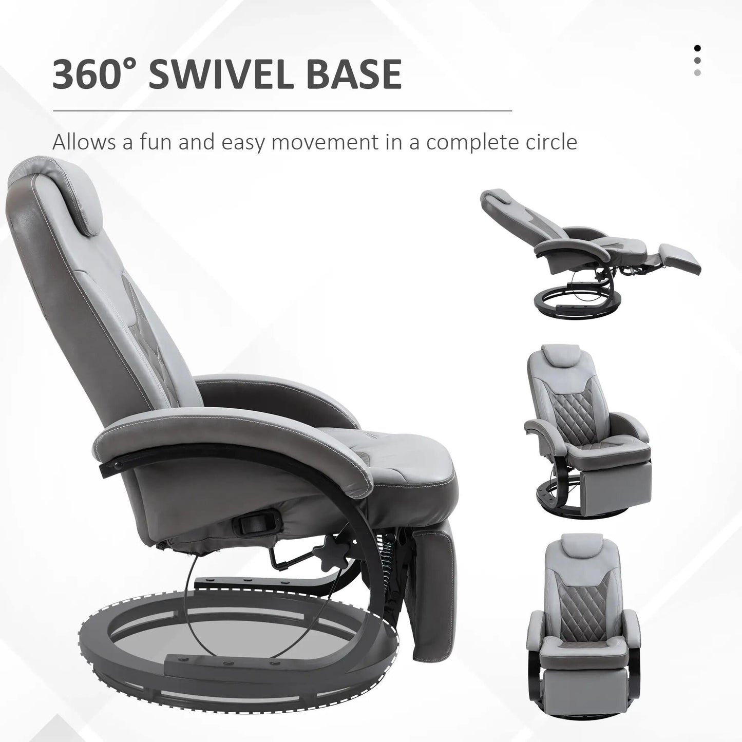 Faux Leather Manual Recliner,Adjustable Swivel,Armchair with Footrest