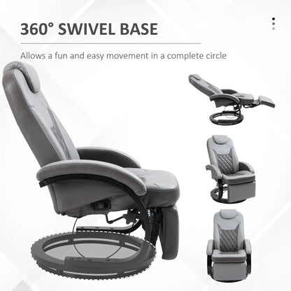 Faux Leather Manual Recliner,Adjustable Swivel,Armchair with Footrest