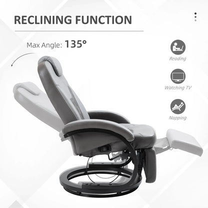 Faux Leather Manual Recliner,Adjustable Swivel,Armchair with Footrest