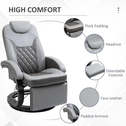 Faux Leather Manual Recliner,Adjustable Swivel,Armchair with Footrest