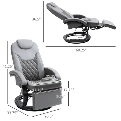 Faux Leather Manual Recliner,Adjustable Swivel,Armchair with Footrest