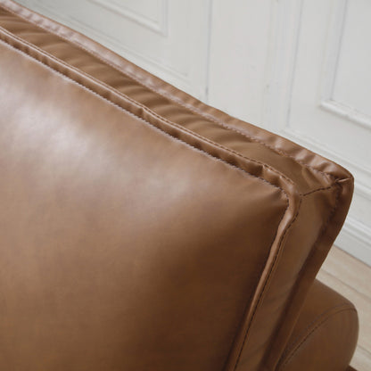 Faux Leather Ottoman Pull Out Sofa Bed with Adjustable Backrest