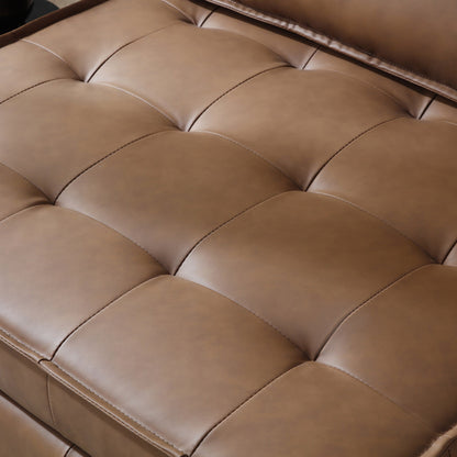 Faux Leather Ottoman Pull Out Sofa Bed with Adjustable Backrest