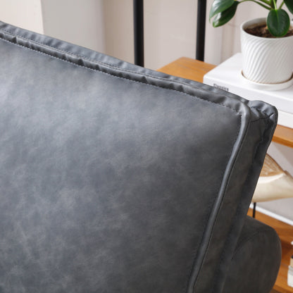 Faux Leather Ottoman Pull Out Sofa Bed with Adjustable Backrest