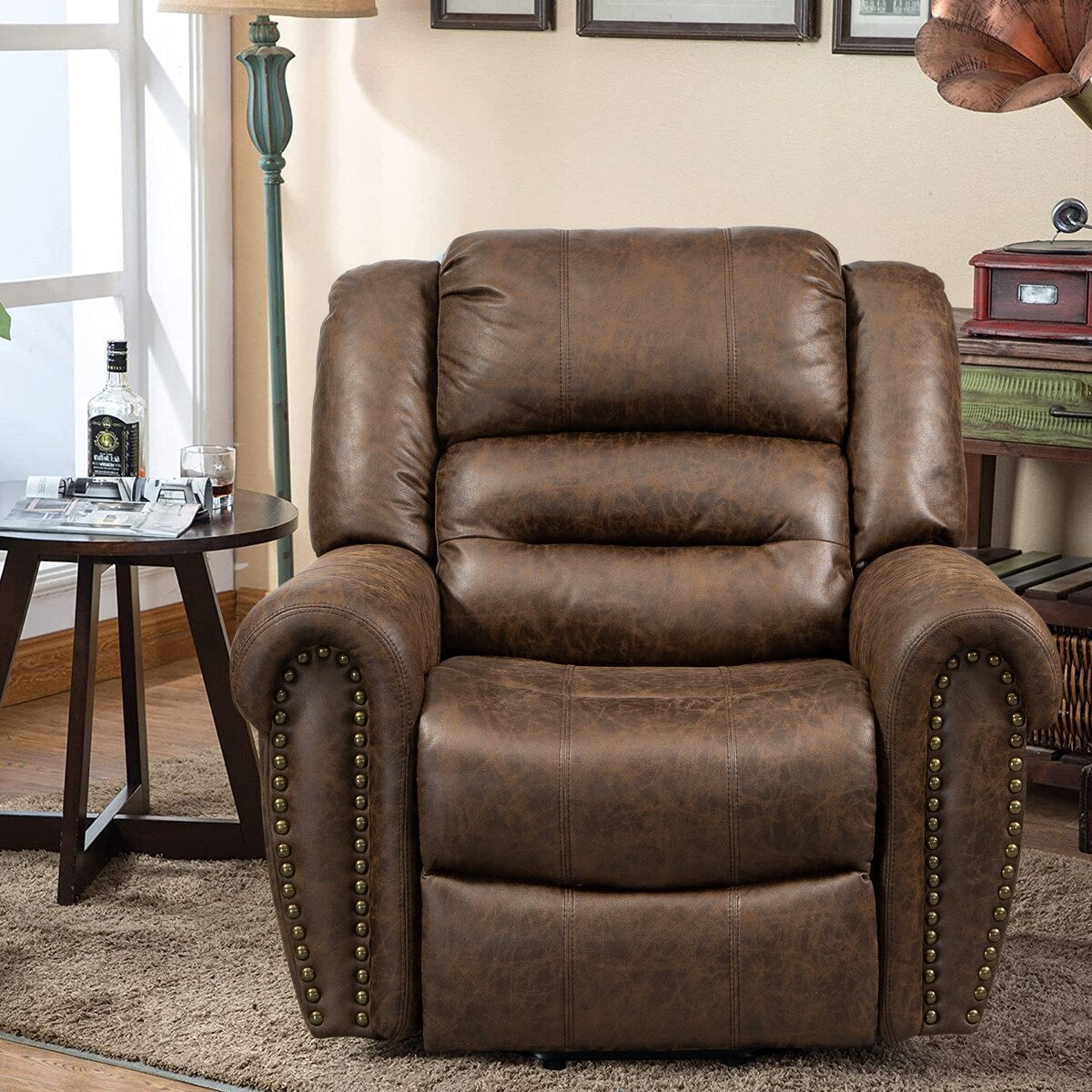 Faux Leather Oversized Power Lift Recliner Remote, Massage Heating