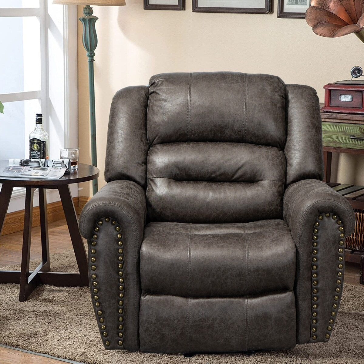 Faux Leather Oversized Power Lift Recliner Remote, Massage Heating