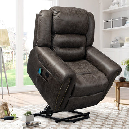 Faux Leather Oversized Power Lift Recliner Remote, Massage Heating