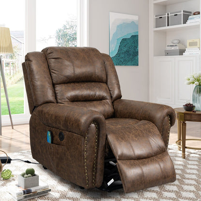 Faux Leather Oversized Power Lift Recliner Remote, Massage Heating