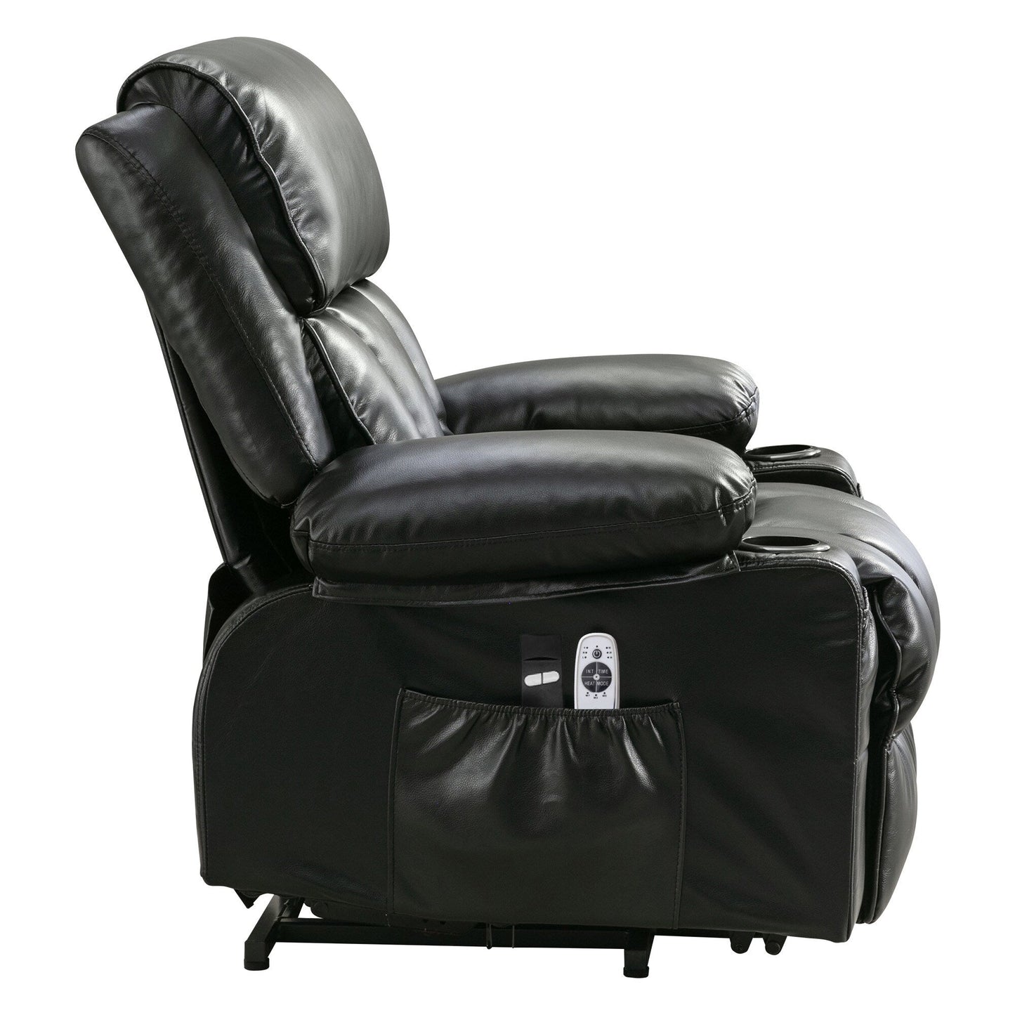 Faux Leather Power Lift Recliner Chair with Heating and Vibration Functions, Lounge Chair with USB Port and Foot Pedal