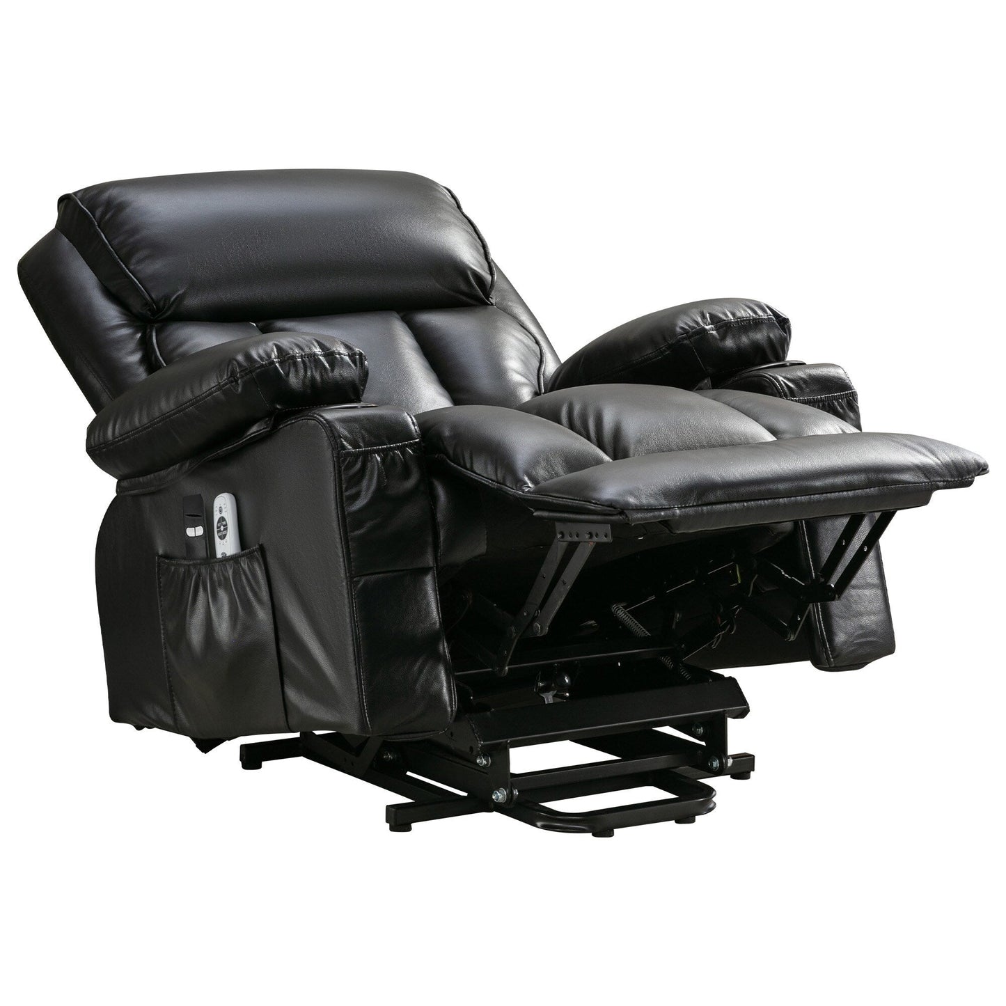 Faux Leather Power Lift Recliner Chair with Heating and Vibration Functions, Lounge Chair with USB Port and Foot Pedal