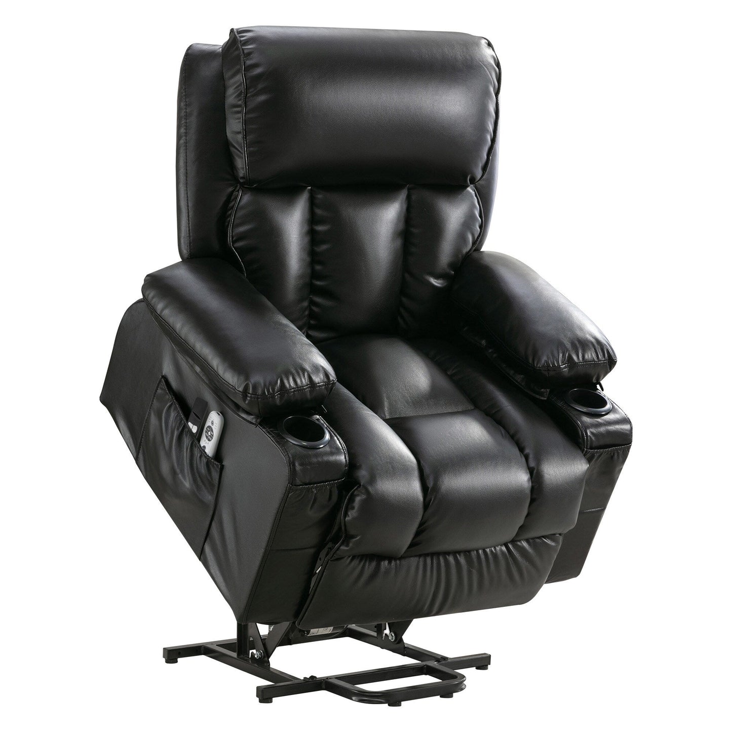 Faux Leather Power Lift Recliner Chair with Heating and Vibration Functions, Lounge Chair with USB Port and Foot Pedal