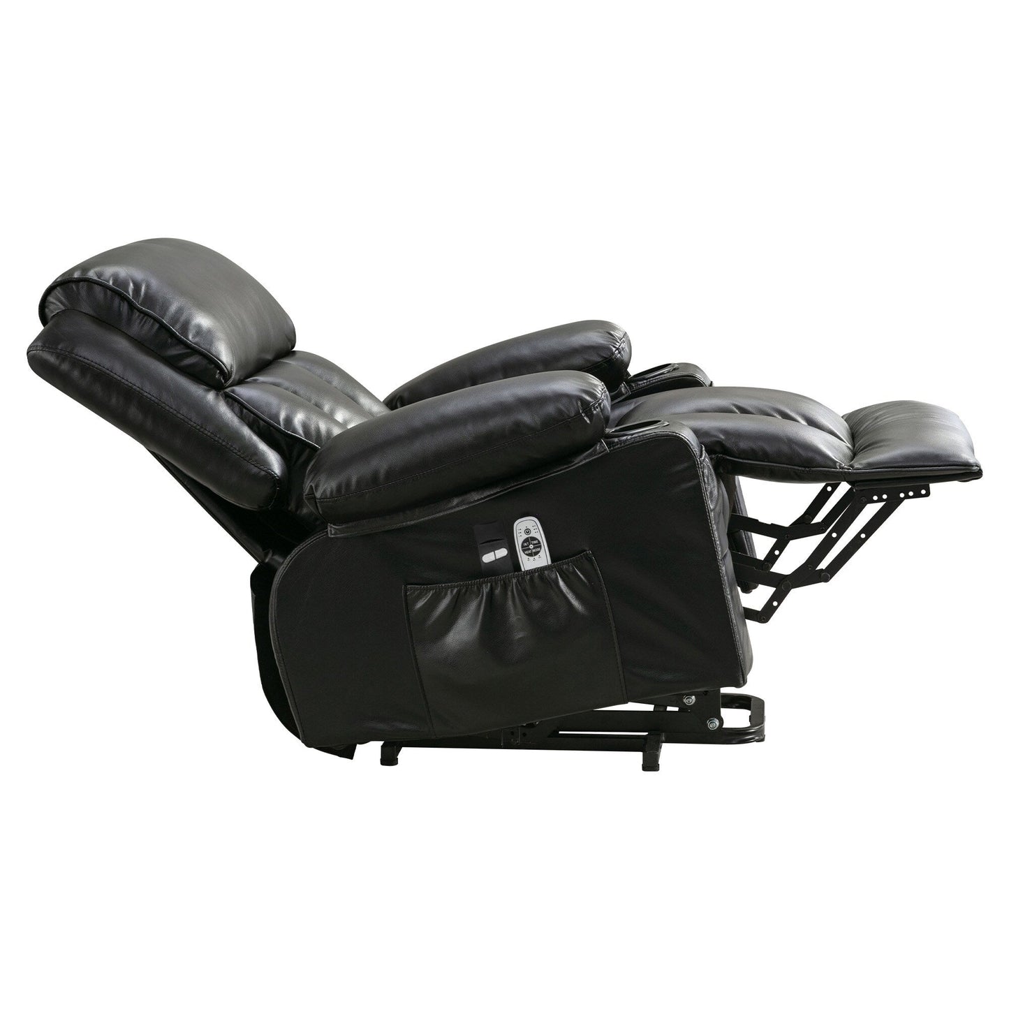 Faux Leather Power Lift Recliner Chair with Heating and Vibration Functions, Lounge Chair with USB Port and Foot Pedal