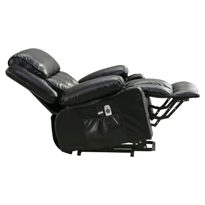 Faux Leather Power Lift Recliner Chair with Heating and Vibration Functions, Lounge Chair with USB Port and Foot Pedal