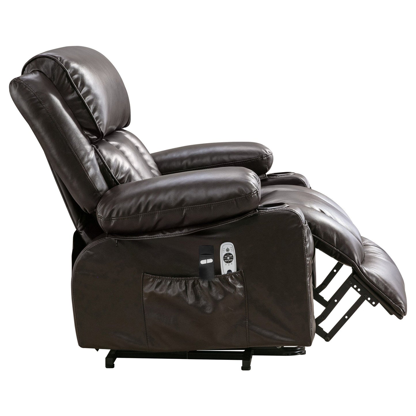 Faux Leather Power Lift Recliner Chair with Heating and Vibration Functions, Lounge Chair with USB Port and Foot Pedal